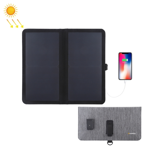

HAWEEL 14W Ultrathin 2-Fold Foldable Solar Panel Charger with 5V / 2.2A USB Port, Support QC3.0 and AFC(Black)
