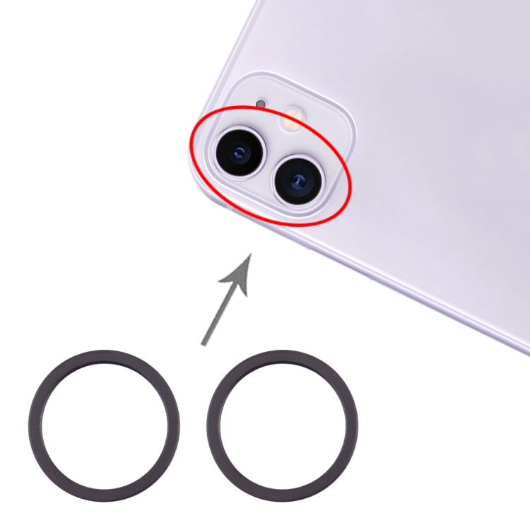 

2 PCS Rear Camera Glass Lens Metal Protector Hoop Ring for iPhone 11(Black)
