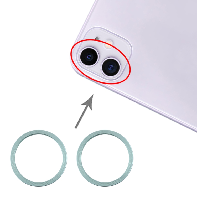 

2 PCS Rear Camera Glass Lens Metal Protector Hoop Ring for iPhone 11(Green)