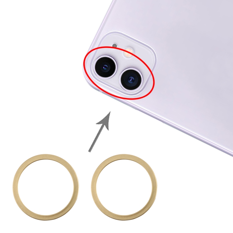 

2 PCS Rear Camera Glass Lens Metal Protector Hoop Ring for iPhone 11(Gold)