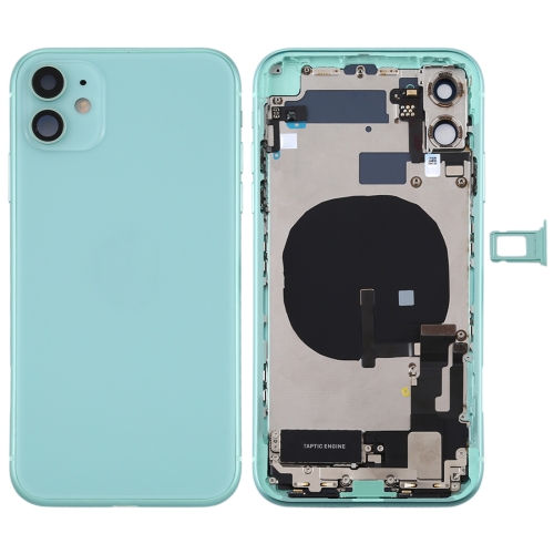 

Battery Back Cover Assembly (with Side Keys & Power Button + Volume Button Flex Cable & Wireless Charging Module & Motor & Charging Port & Loud Speaker & Card Tray & Camera Lens Cover) for iPhone 11(Green)