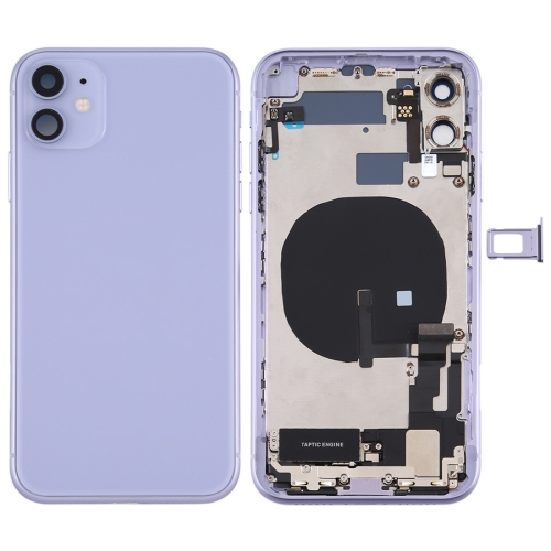 

Battery Back Cover Assembly (with Side Keys & Power Button + Volume Button Flex Cable & Wireless Charging Module & Motor & Charging Port & Loud Speaker & Card Tray & Camera Lens Cover) for iPhone 11(Purple)