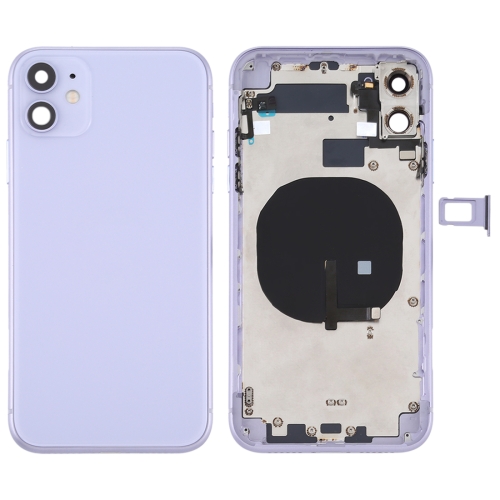 

Battery Back Cover (with Side Keys & Card Tray & Power + Volume Flex Cable & Wireless Charging Module) for iPhone 11(Purple)