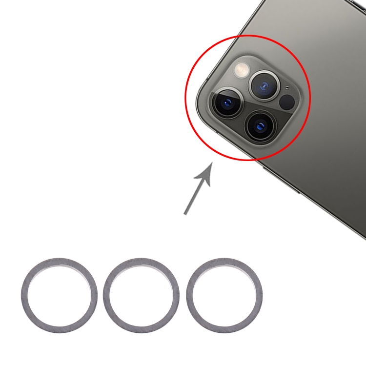 

3 PCS Rear Camera Glass Lens Metal Protector Hoop Ring for iPhone 12 Pro (Graphite)