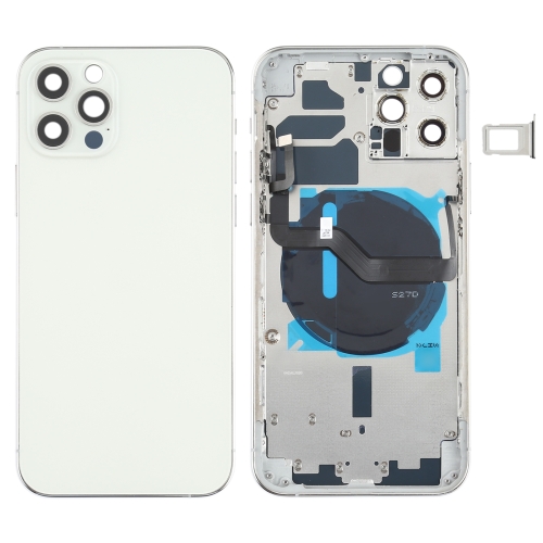 

Battery Back Cover (with Side Keys & Card Tray & Power + Volume Flex Cable & Wireless Charging Module) for iPhone 12 Pro(White)