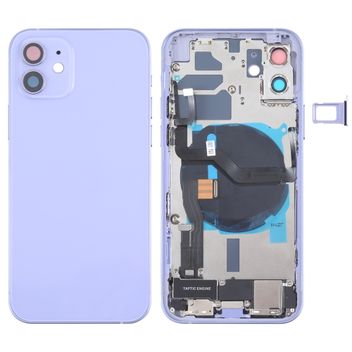 

Battery Back Cover Assembly (with Side Keys & Loud Speaker & Motor & Camera Lens & Card Tray & Power Button + Volume Button + Charging Port & Wireless Charging Module) for iPhone 12(Purple)