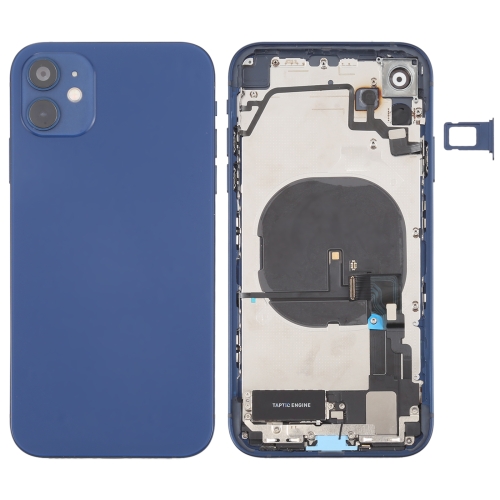 

Back Housing Cover with Appearance Imitation of iP12 for iPhone XR (with SIM Card Tray & Side Keys & Power + Volume Flex Cable & Wireless Charging Module & Charging Port Flex Cable & Vibrating Motor & Loudspeaker)(Blue)