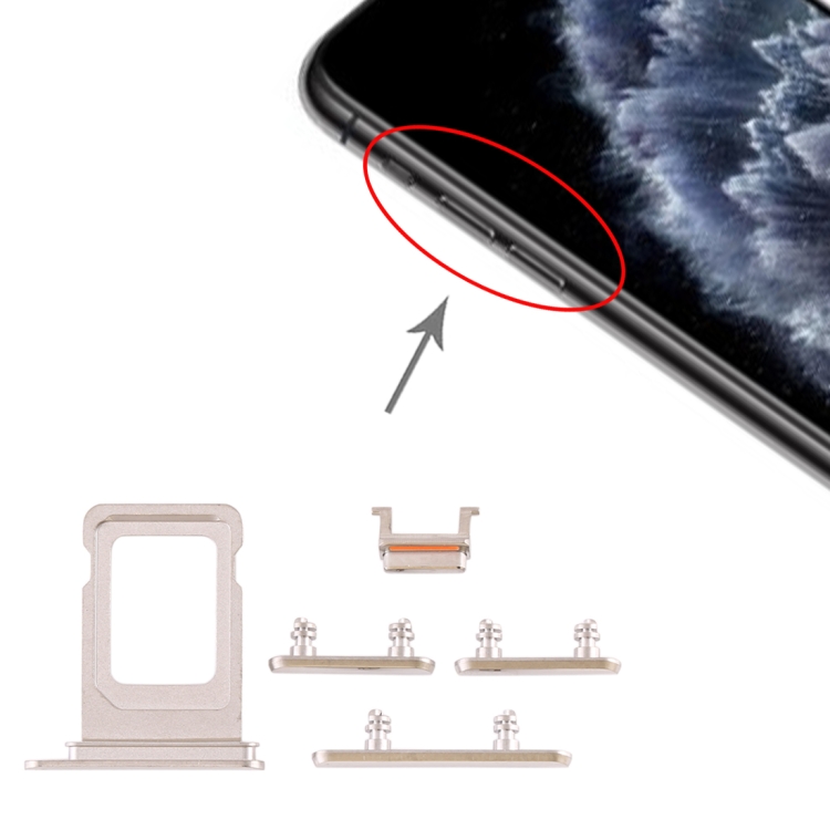 

SIM Card Tray + SIM Card Tray + Side Key for iPhone 11 Pro Max / 11 Pro(White)