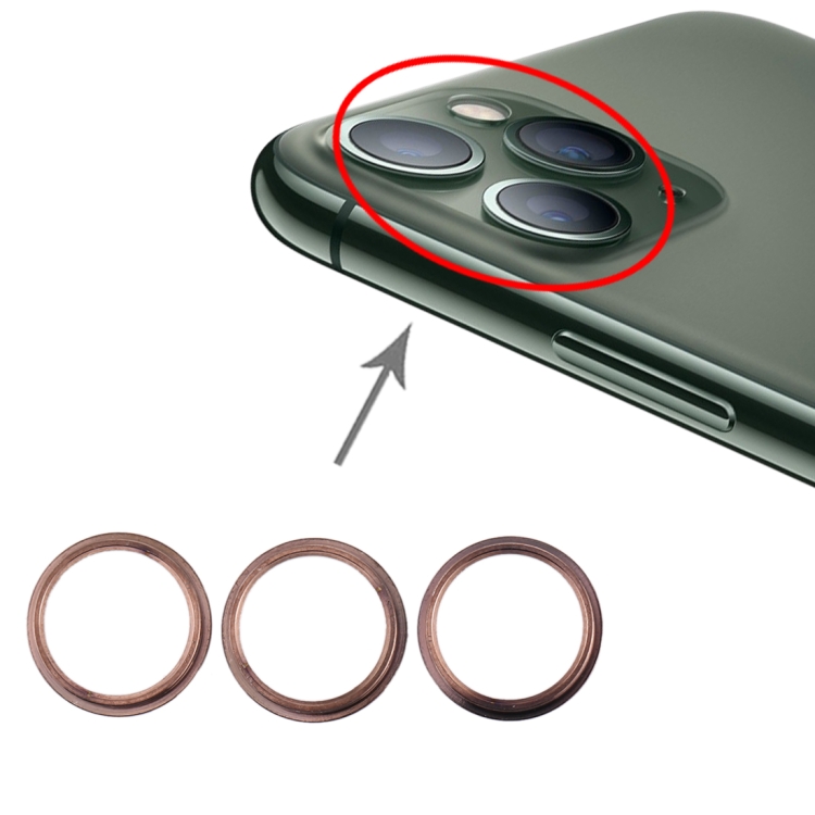 

3 PCS Rear Camera Glass Lens Metal Protector Hoop Ring for iPhone 11 Pro & 11 Pro Max(Gold)