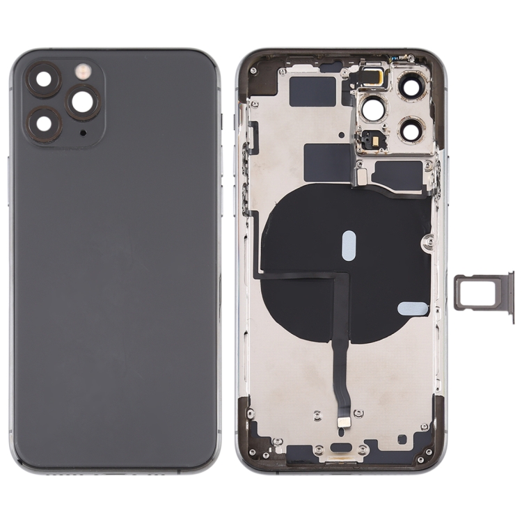 

Battery Back Cover (with Side Keys & Card Tray & Power + Volume Flex Cable & Wireless Charging Module) for iPhone 11 Pro(Black)