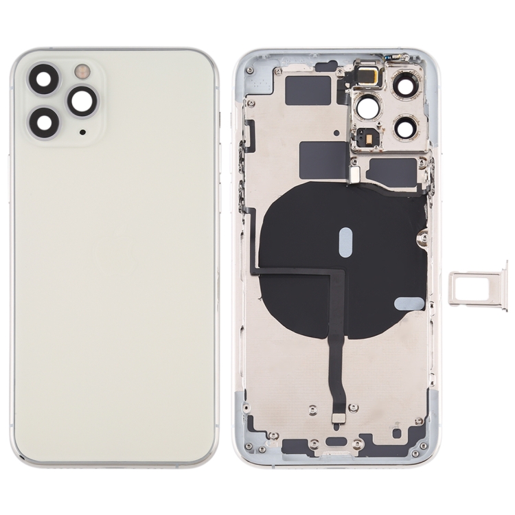 

Battery Back Cover (with Side Keys & Card Tray & Power + Volume Flex Cable & Wireless Charging Module) for iPhone 11 Pro Max(Silver)