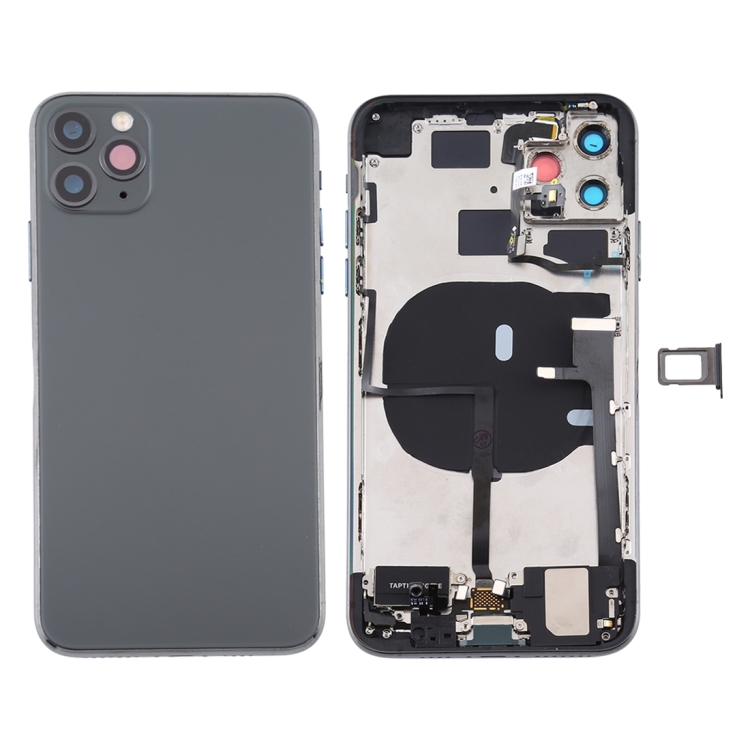 

Battery Back Cover Assembly (with Side Keys & Power Button + Volume Button Flex Cable & Wireless Charging Module & Motor & Charging Port & Loud Speaker & Card Tray & Camera Lens Cover) for iPhone 11 Pro(Grey)