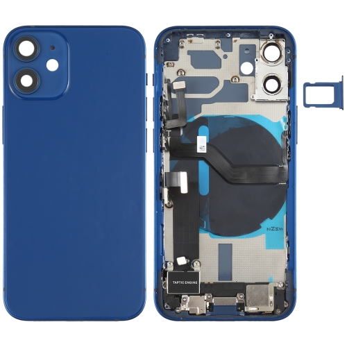 

Battery Back Cover Assembly (with Side Keys & Loud Speaker & Motor & Camera Lens & Card Tray & Power Button + Volume Button + Charging Port & Wireless Charging Module) for iPhone 12 Mini(Blue)