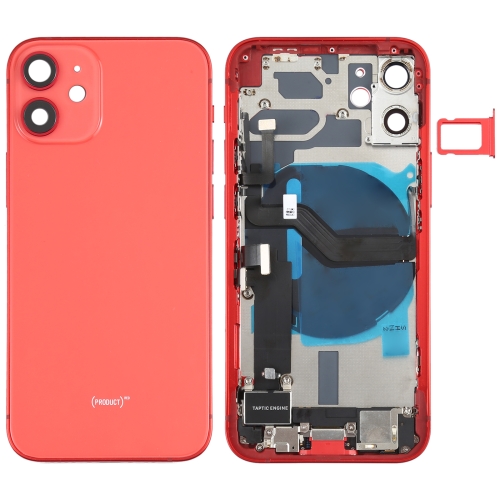 

Battery Back Cover Assembly (with Side Keys & Loud Speaker & Motor & Camera Lens & Card Tray & Power Button + Volume Button + Charging Port & Wireless Charging Module) for iPhone 12 Mini(Red)