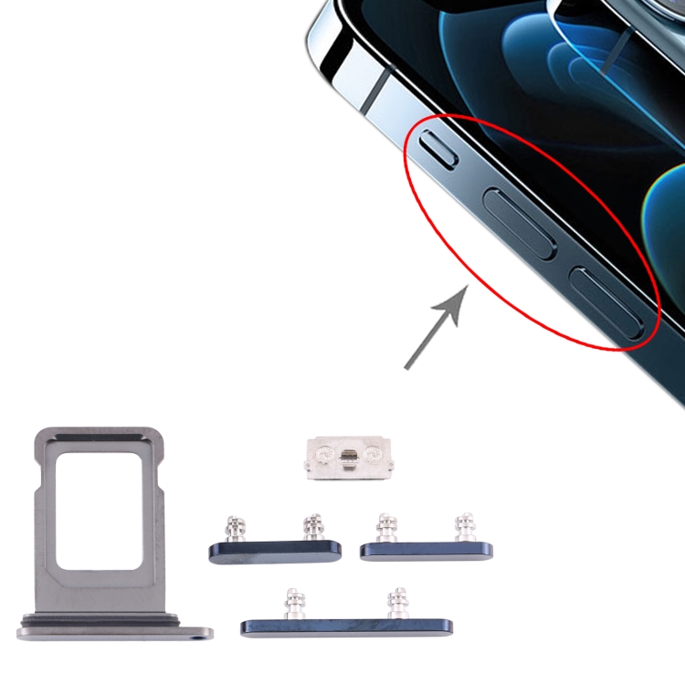 

SIM Card Tray + Side Keys for iPhone 12 Pro Max (Blue)