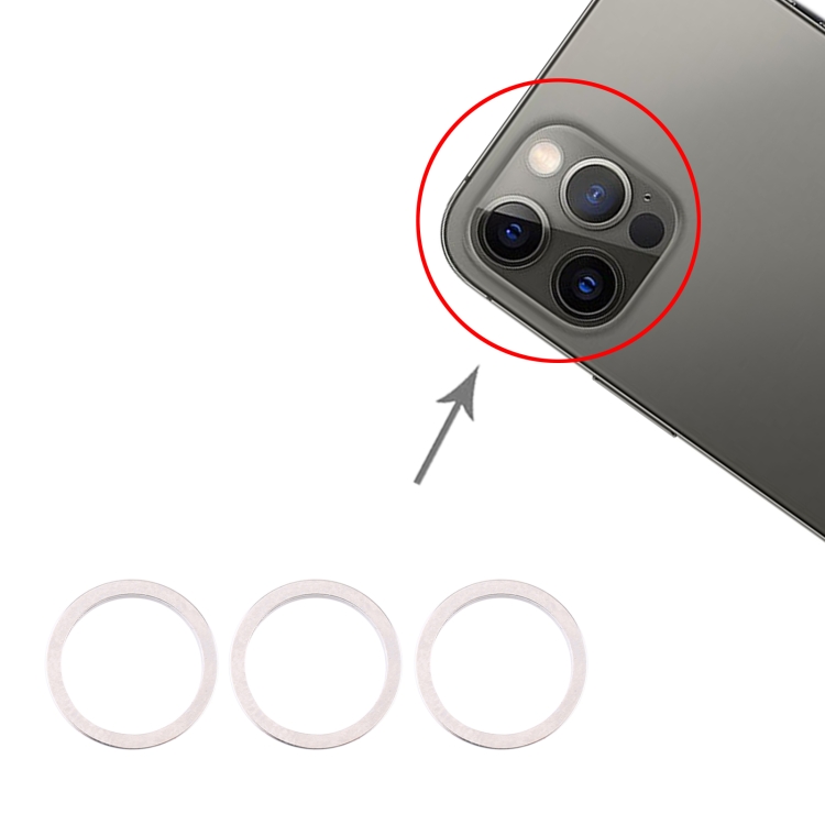

3 PCS Rear Camera Glass Lens Metal Protector Hoop Ring for iPhone 12 Pro Max(Silver)