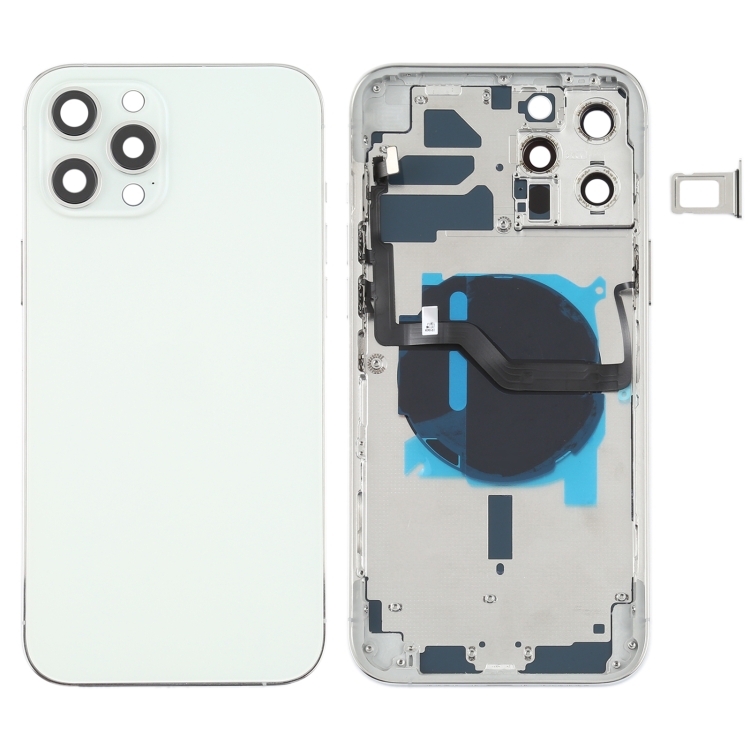 

Battery Back Cover (with Side Keys & Card Tray & Power + Volume Flex Cable & Wireless Charging Module) for iPhone 12 Pro Max(White)