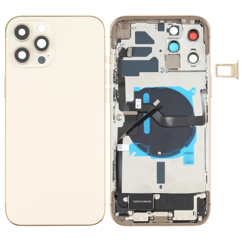 

Battery Back Cover Assembly (with Side Keys & Loud Speaker & Motor & Camera Lens & Card Tray & Power Button + Volume Button + Charging Port & Wireless Charging Module) for iPhone 12 Pro Max(Gold)