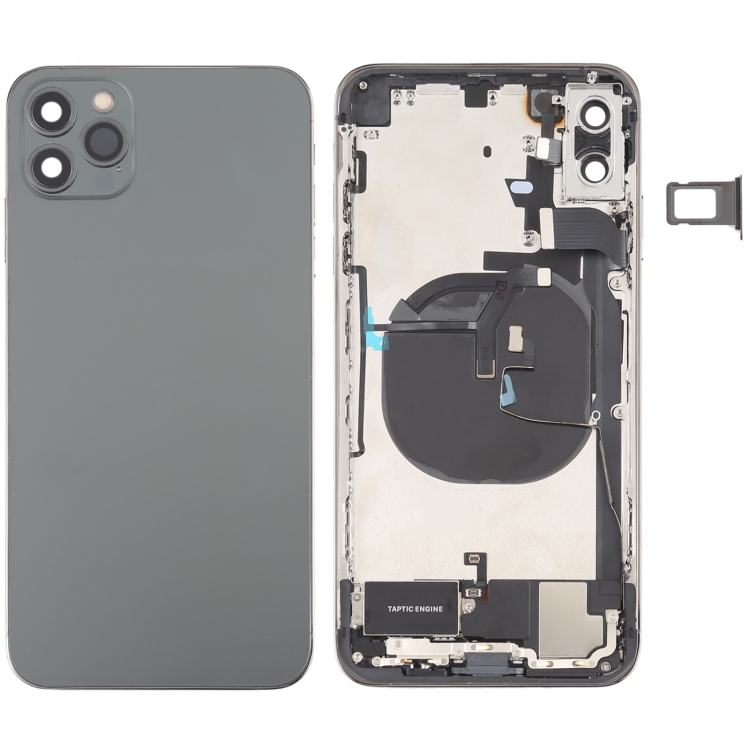 

Back Housing Cover with Appearance Imitation of iP12 Pro Max for iPhone XS Max (with SIM Card Tray & Side Keys & Power + Volume Flex Cable & Wireless Charging Module & Charging Port Flex Cable & Vibrating Motor & Loudspeaker)(Black)