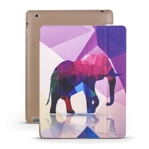 

Elephant Pattern Horizontal Flip PU Leather Case for iPad 4 / 3 / 2, with Three-folding Holder & Honeycomb TPU Cover