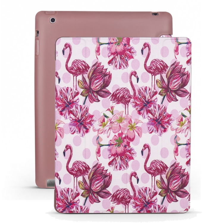 

Flamingo Pattern Horizontal Flip PU Leather Case for iPad 4 / 3 / 2, with Three-folding Holder & Honeycomb TPU Cover