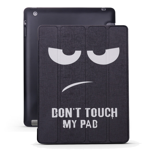 

Angry Expression Pattern Horizontal Flip PU Leather Case for iPad 4 / 3 / 2, with Three-folding Holder & Honeycomb TPU Cover