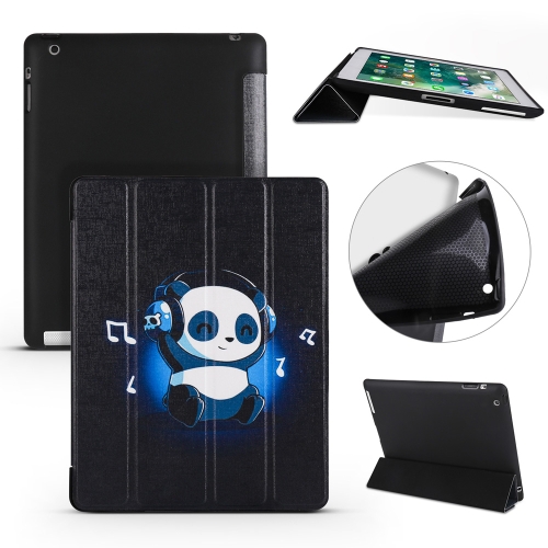 

Music Panda Pattern Horizontal Flip PU Leather Case for iPad 4 / 3 / 2, with Three-folding Holder & Honeycomb TPU Cover