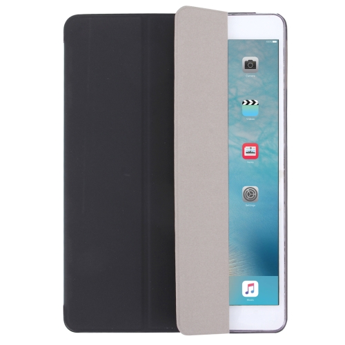 

For iPad Air / iPad 5 Plain Weave Texture PU Leather + Translucent Frosted Plastic Case with 3-folding Holder & Sleep / Wake-up Function(Black)
