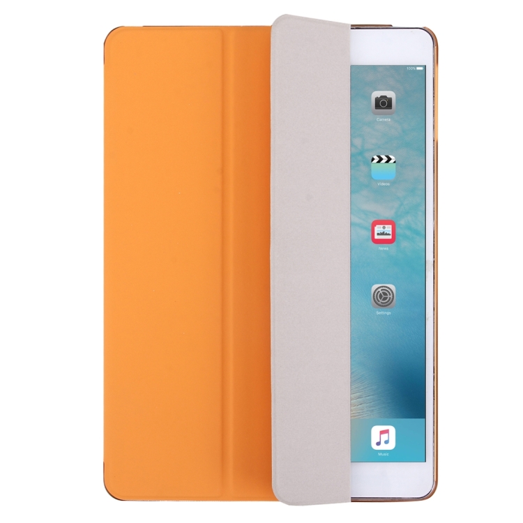 

For iPad Air / iPad 5 Plain Weave Texture PU Leather + Translucent Frosted Plastic Case with 3-folding Holder & Sleep / Wake-up Function(Orange)