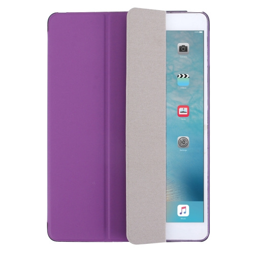 

For iPad Air / iPad 5 Plain Weave Texture PU Leather + Translucent Frosted Plastic Case with 3-folding Holder & Sleep / Wake-up Function(Purple)