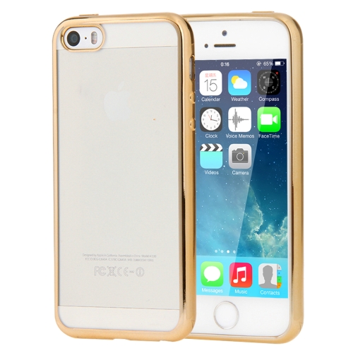 

For iPhone SE & 5s & 5 Electroplating Transparent Soft TPU Protective Cover Case(Gold)