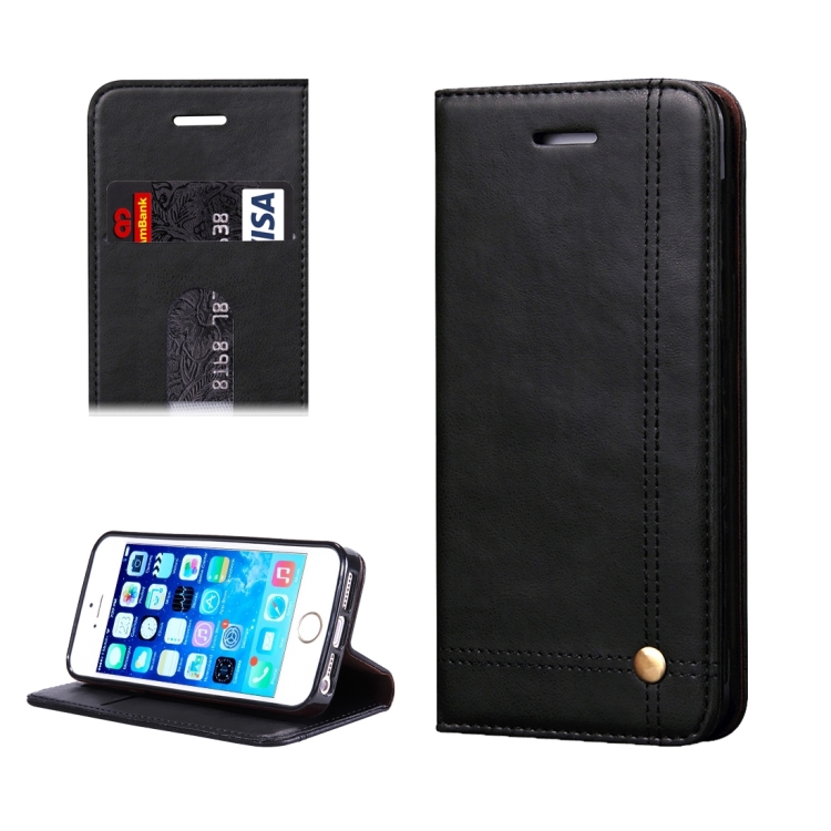 

For iPhone 5 & 5s & SE Crazy Horse Texture Horizontal Flip Leather Case With Card Slots & Wallet(Black)