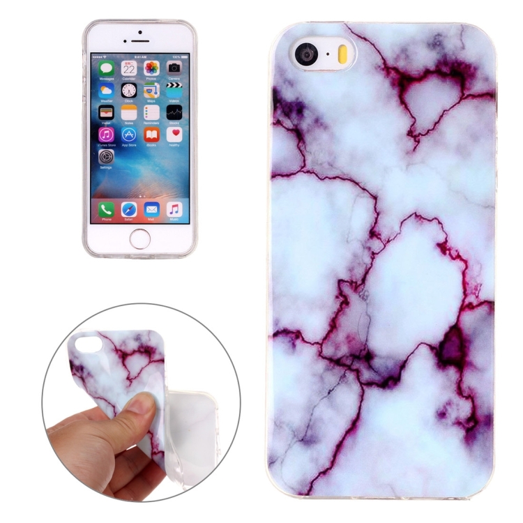 

For iPhone 5 & 5s & SE Purple Marbling Pattern Soft TPU Protective Back Cover Case