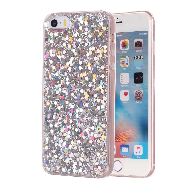 

For iPhone 5 & 5s & SE Glitter Powder Soft TPU Protective Case (Silver)