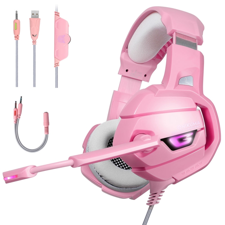 

ONIKUMA K5 Deep Bass Gaming Headphone with Microphone & LED Light(Pink)