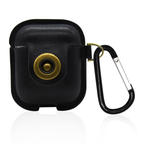 

Bluetooth Earphone Protector Scratch-resistant Charging Box Earphone PU Leather Case for Airpods (Black)