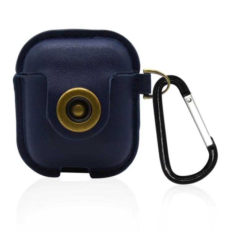 

Bluetooth Earphone Protector Scratch-resistant Charging Box Earphone PU Leather Case for Airpods (Blue)
