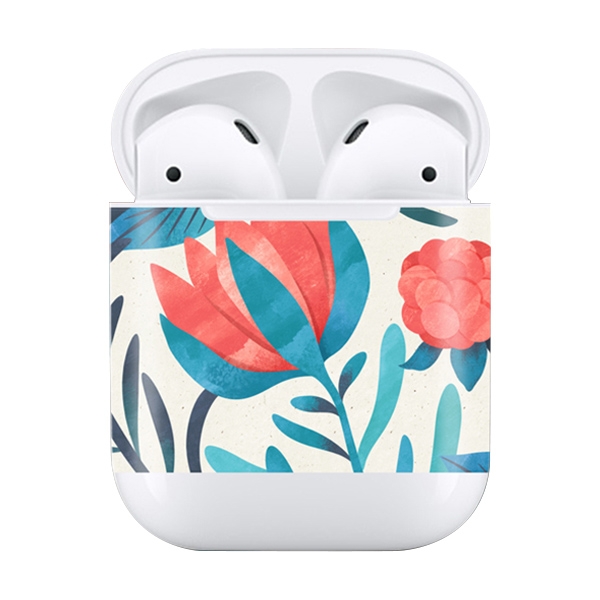 

Flower Pattern Wireless Earphones Charging Box Protective Film Sticker for Apple AirPods