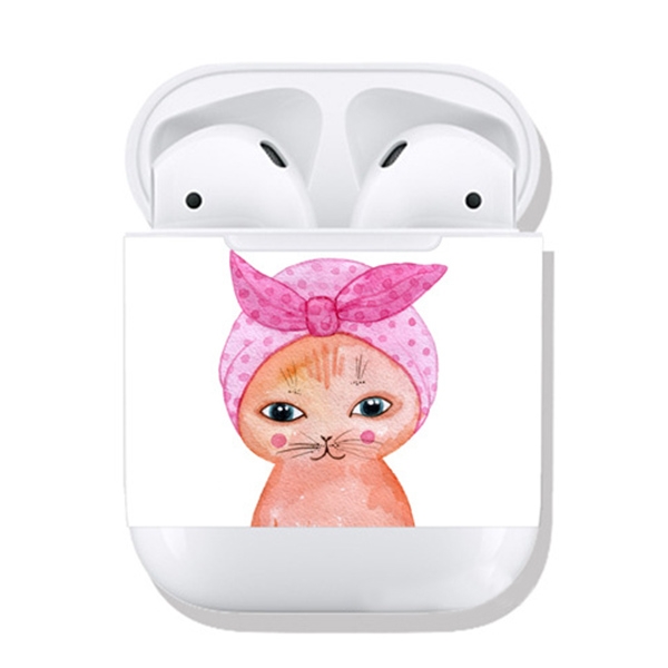 

Cute Cat Pattern Wireless Earphones Charging Box Protective Film Sticker for Apple AirPods 1/2