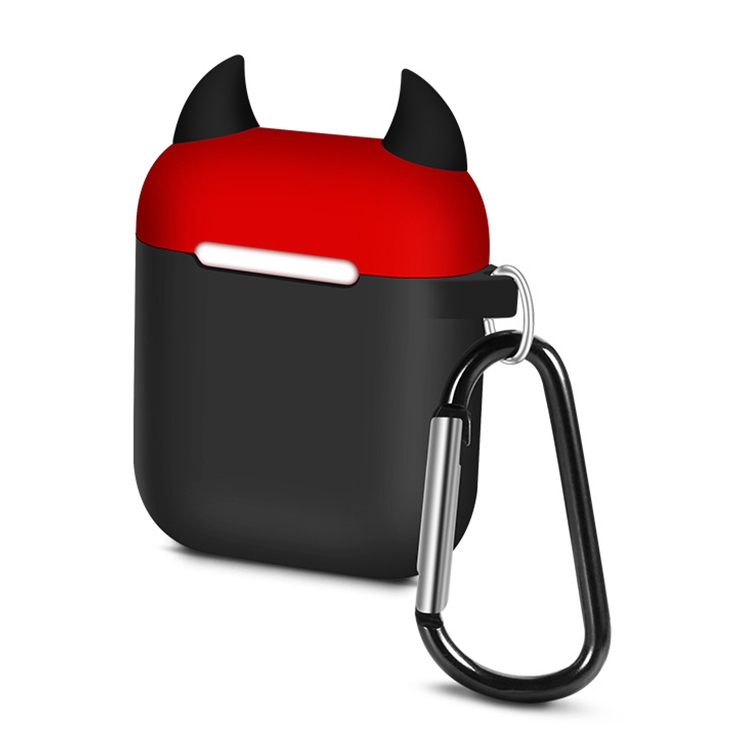 

Wireless Earphones Shockproof Horn Shape Silicone Protective Case for Apple AirPods 1 / 2(Black)