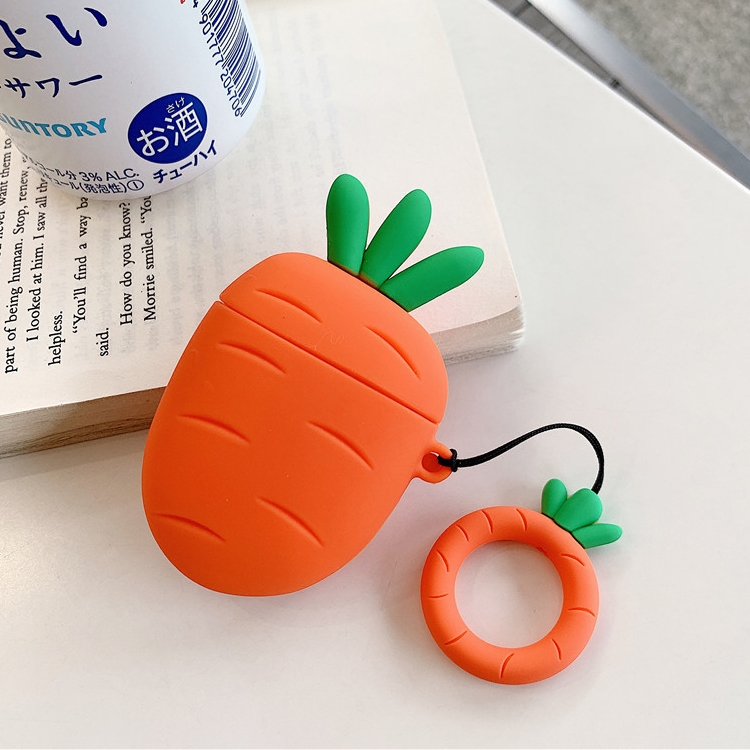 

Wireless Earphones Shockproof Carrot Shape Silicone Protective Case for Apple AirPods 1 / 2