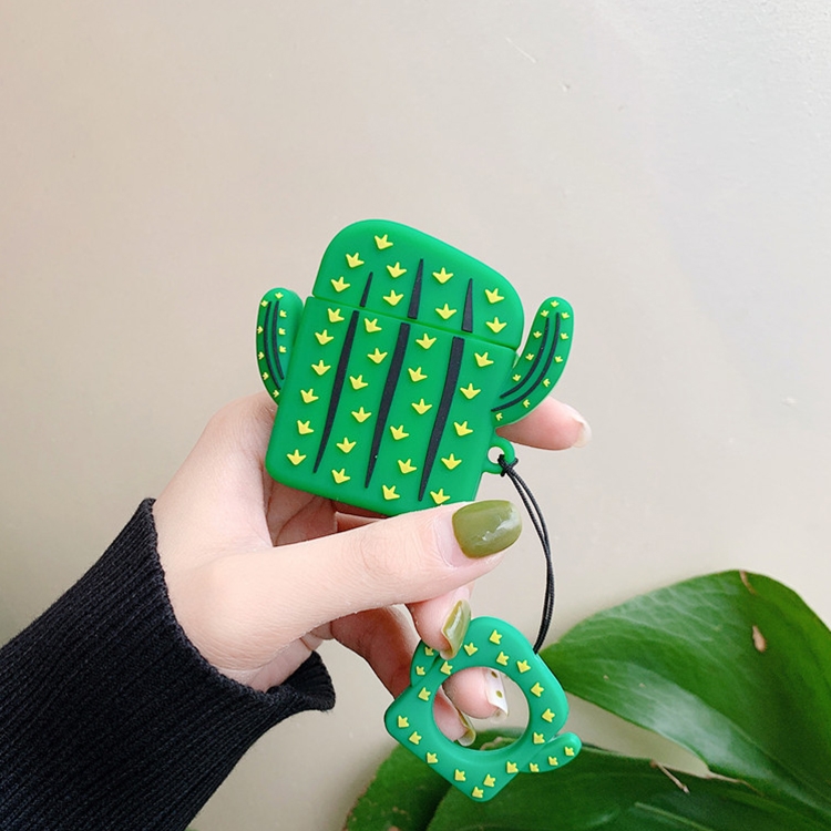 

Wireless Earphones Shockproof Cactus Shape Silicone Protective Case for Apple AirPods 1 / 2