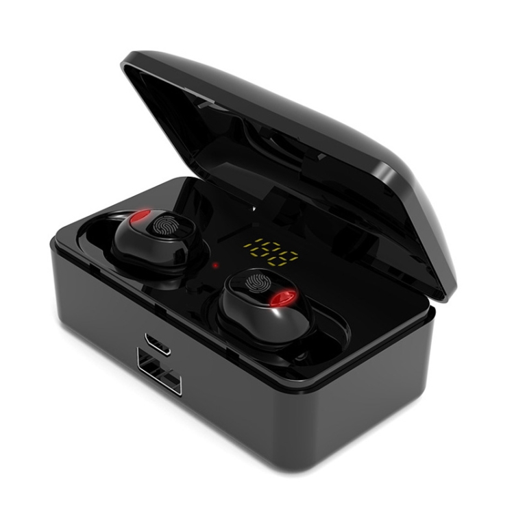 

G10 TWS Bluetooth 5.0 Wireless Bluetooth Earphone with Charging Box, Support Digital Display & HD Call & Power Bank (Black)