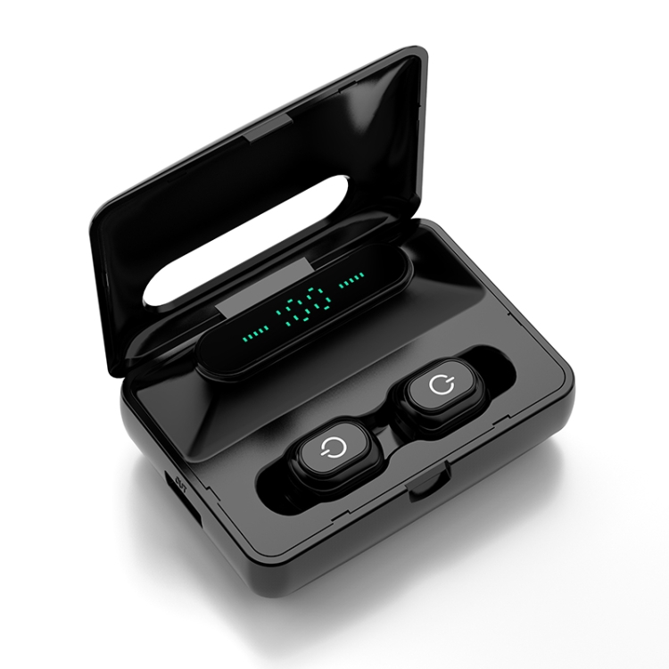 

H60 LED Digital Display Stereo Bluetooth 5.0 Earphone with Charging Box (Black)