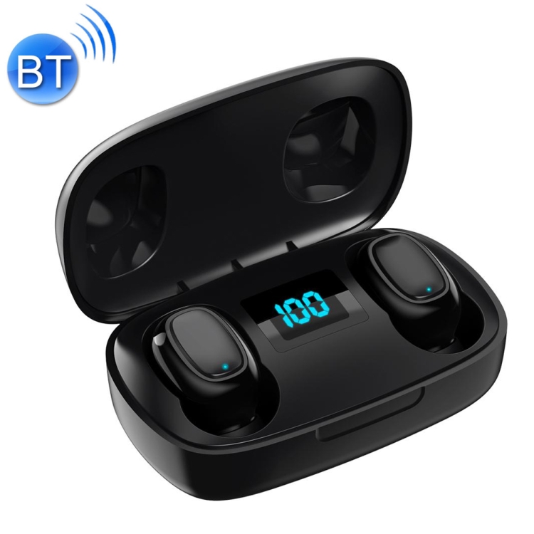 

T10S TWS Bluetooth 5.0 Touch Wireless Bluetooth Earphone with Magnetic Attraction Charging Box & LED Smart Digital Display, Support Siri & HD Call(Black)