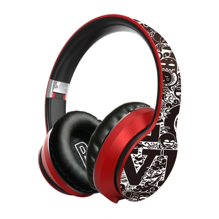 

B1 Graffiti Pattern Wireless Bluetooth V5.0 Headset (Red)