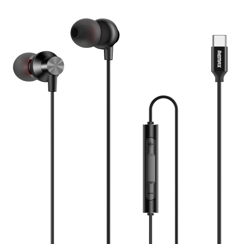 

REMAX RM-560 Type-C In-Ear Stereo Metal Music Earphone with Wire Control + MIC, Support Hands-free(Black)