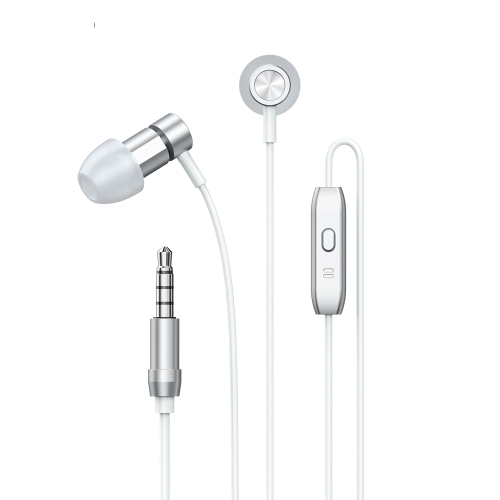 

REMAX RM-630 3.5mm Gold Pin In-Ear Stereo Metal Music Earphone with Wire Control + MIC, Support Hands-free (Silver)