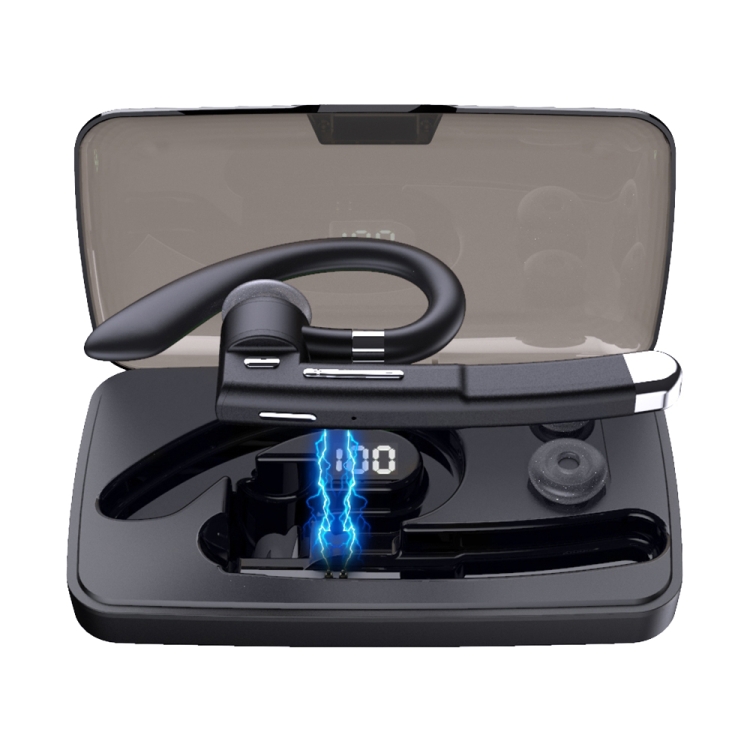 

YYK-520 Single Rotatable Ear-hanging Business Bluetooth Earphone with Charging Box & Digital Display, Support Call & Redial The Last Call