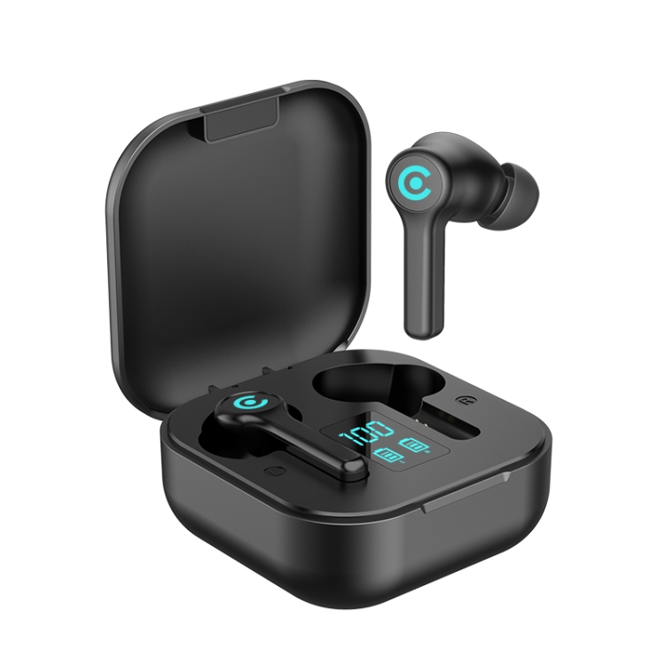 

ES1 Bluetooth 5.1 TWS Digital Display Touch Wireless Bluetooth Earphone with Charging Box (Black)